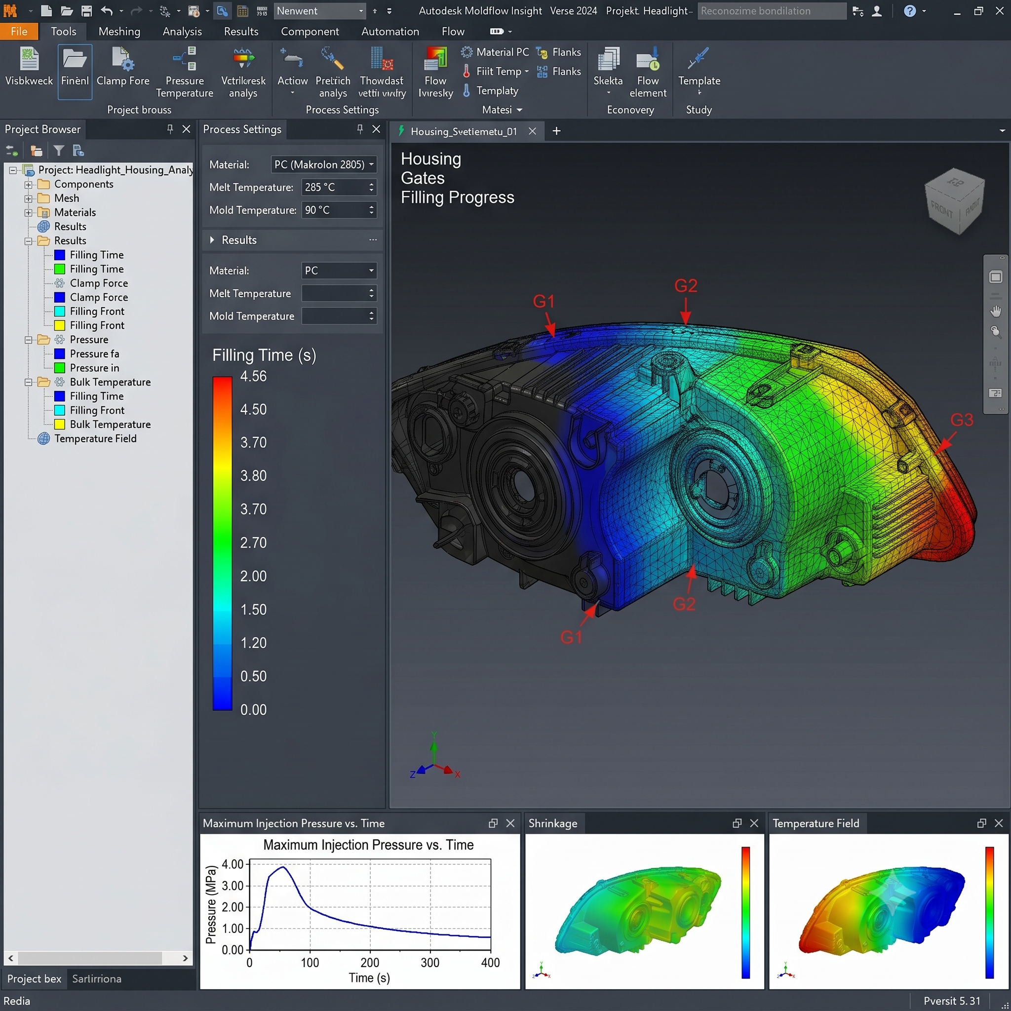 Moldflow simulation